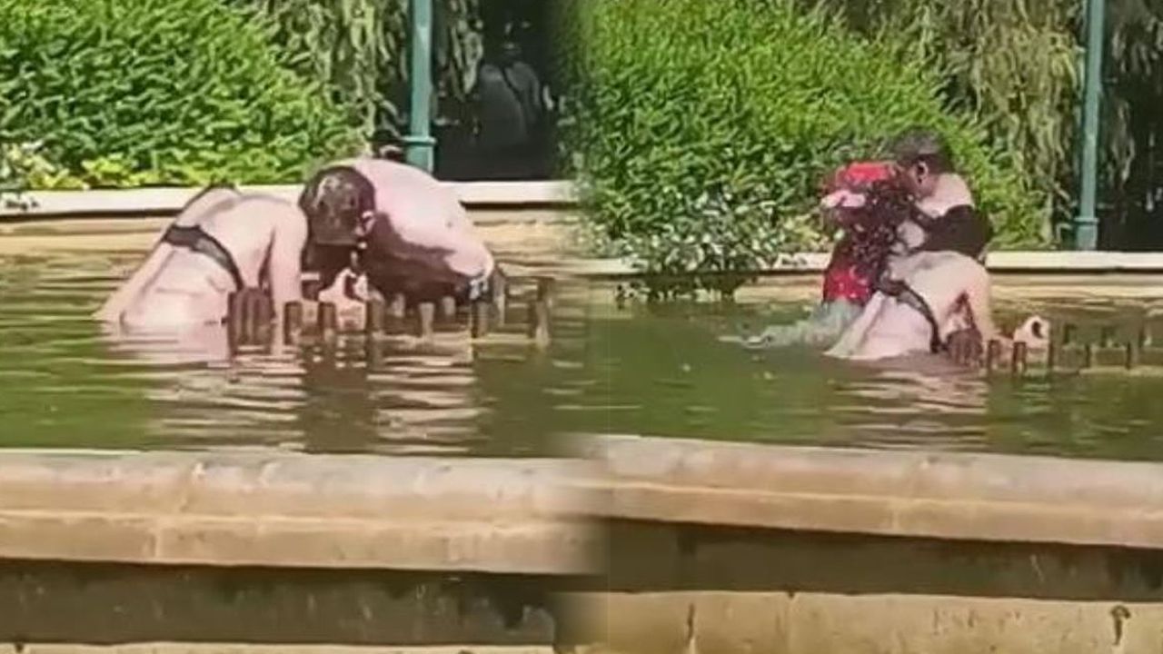 Yarı çıplak kadını parktaki havuzda boğmaya çalıştı! Nedeni olaydan garip