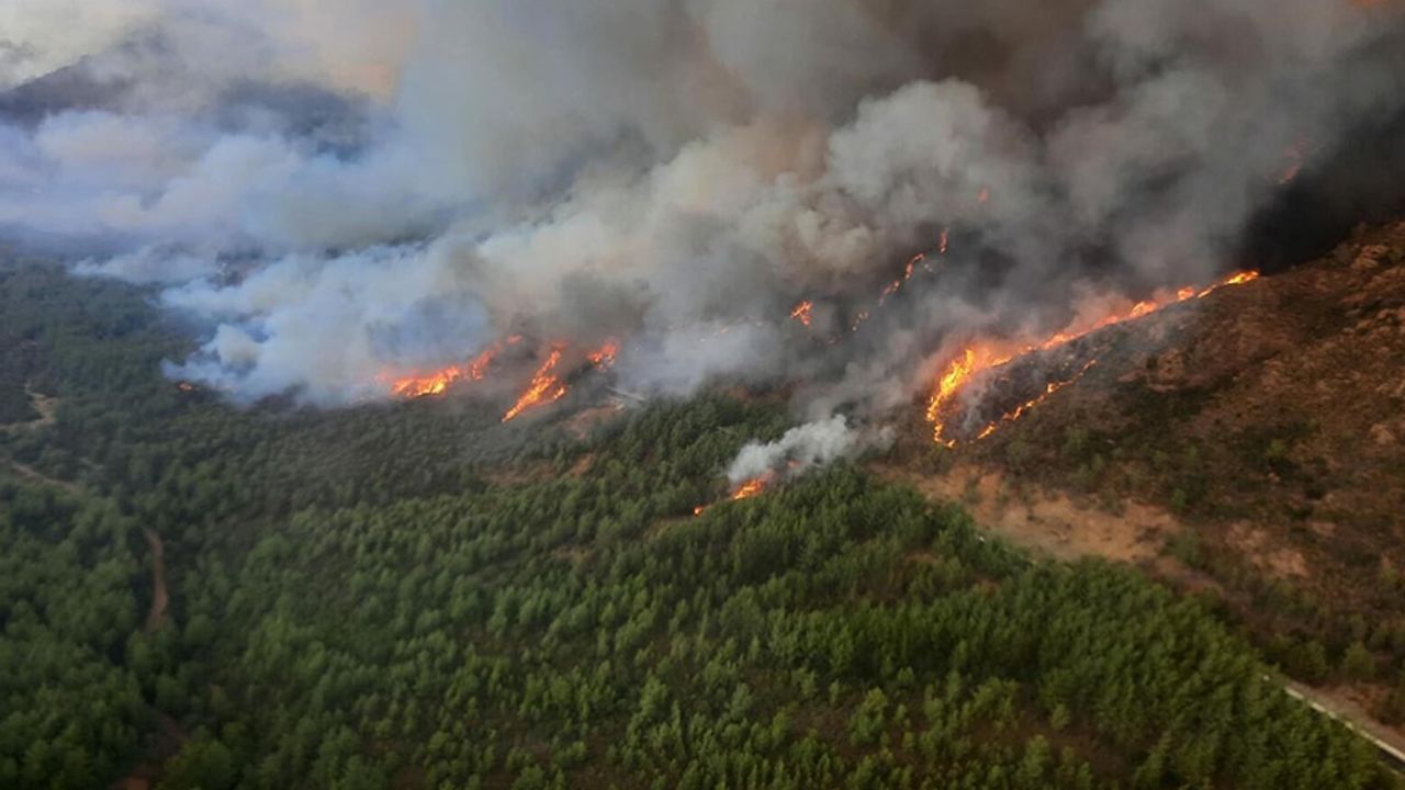 Marmaris'te orman yangını! Alevler devasa boyutlara ulaştı