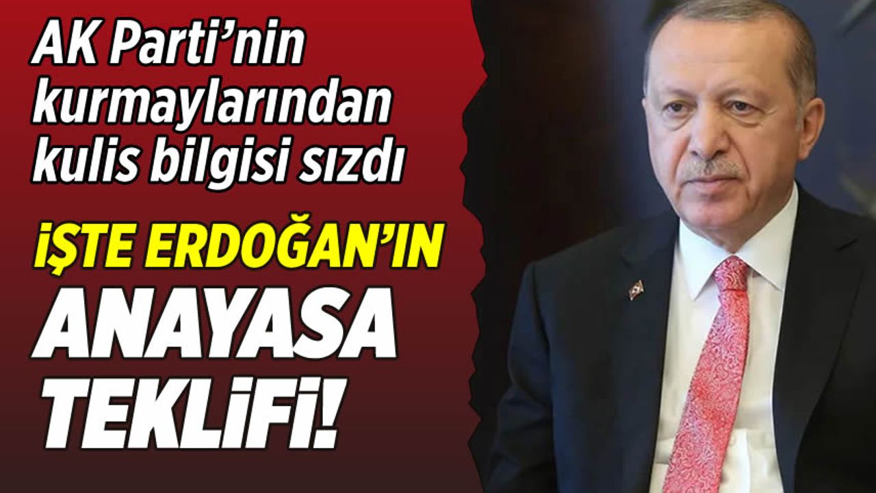 AK Parti'nin kurmaylarından kulis bilgisi sızdı! İşte Erdoğan’ın anayasa teklifi
