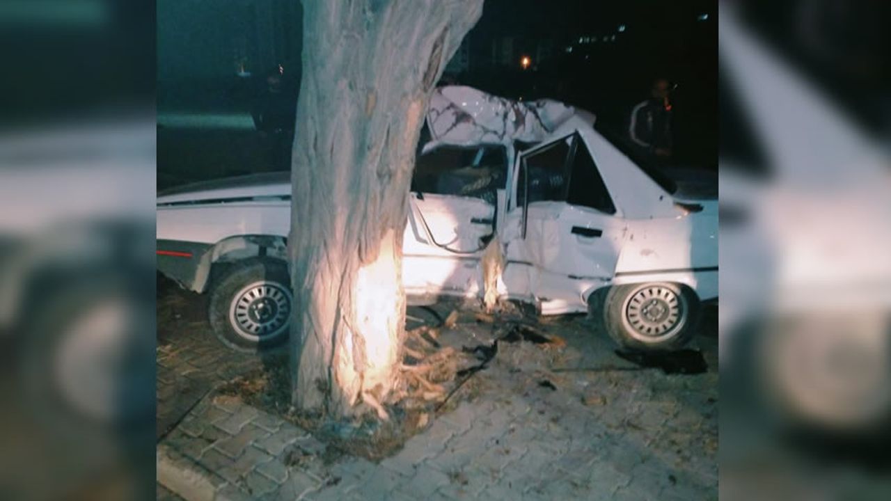 Kahramanmaraş'ta ağaca çarpan araç hurdaya döndü: 1 ağır yaralı