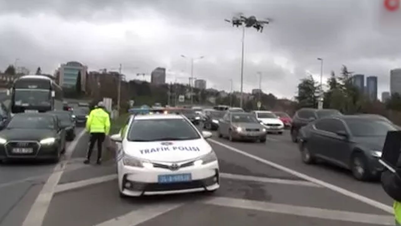 Beşiktaş’ta dronlu trafik denetiminde kurallara uymayan sürücülere ceza yağdı