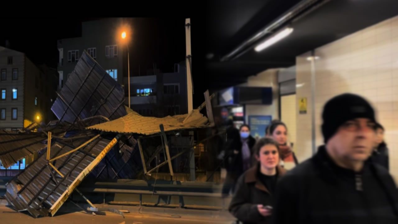 O ilde şiddetli lodos 3 katlı binanın çatısını uçurdu, metro seferleri iptal oldu