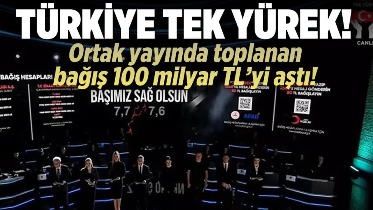 Türkiye Tek Yürek! Yardım kampanyasında toplanan miktar 100 milyar TL'yi aştı