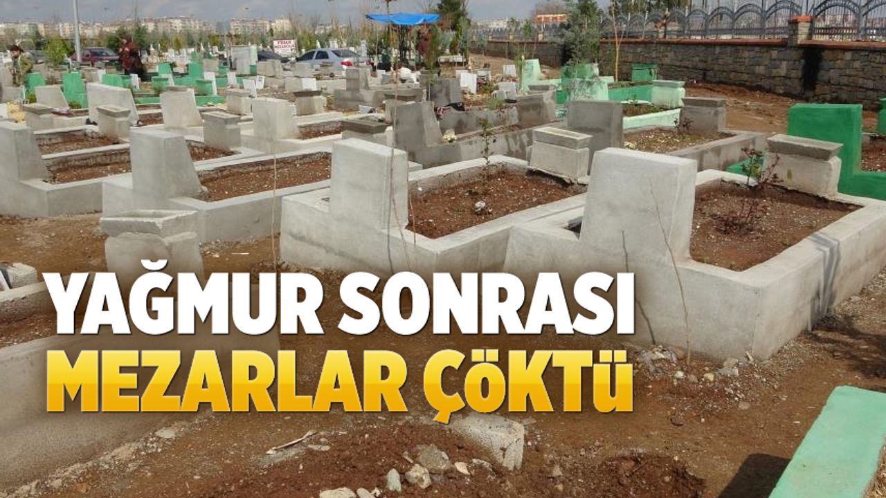 Yağmur sonrası depremzedelerin mezarları çöktü, obruklar oluştu