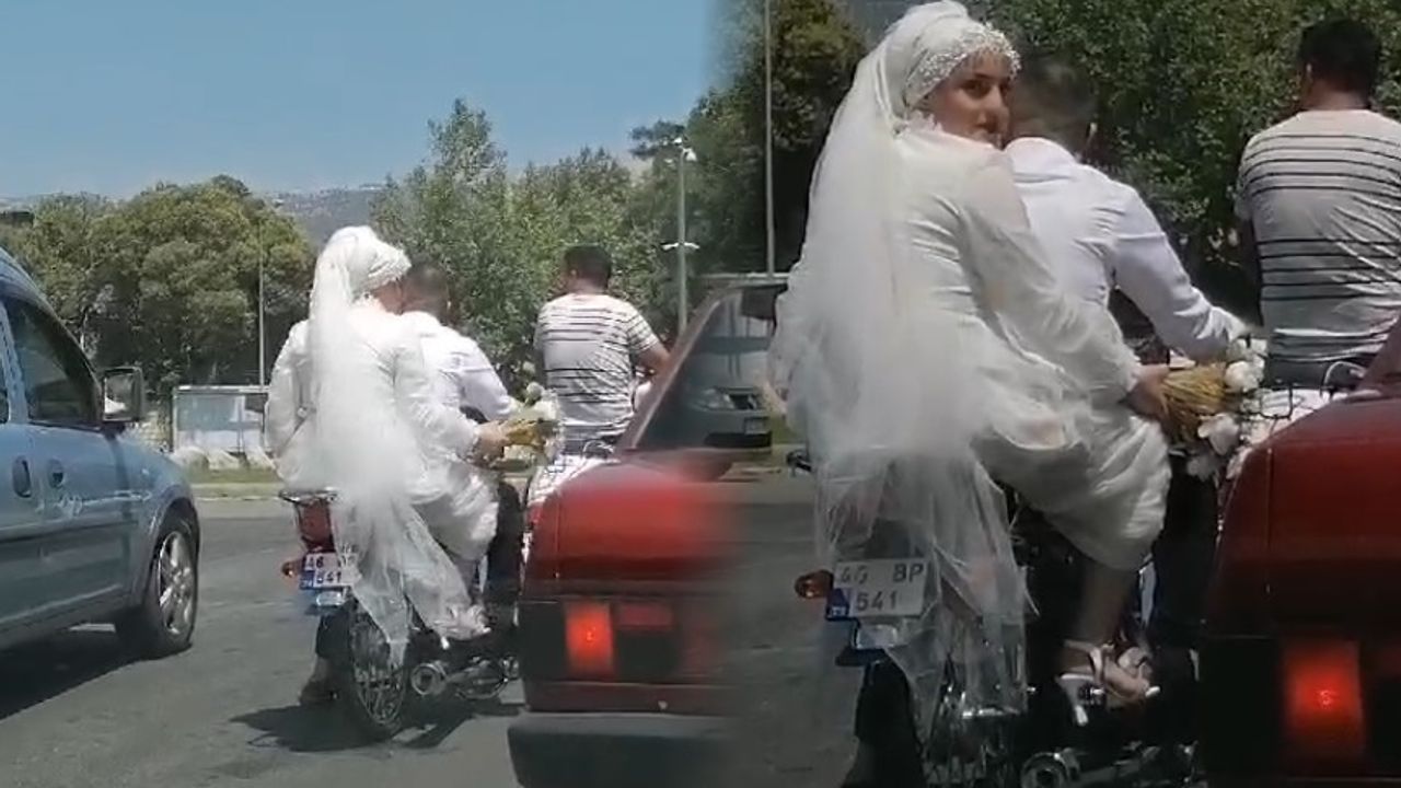 Kahramanmaraş'ta motosiklet gelin arabası oldu