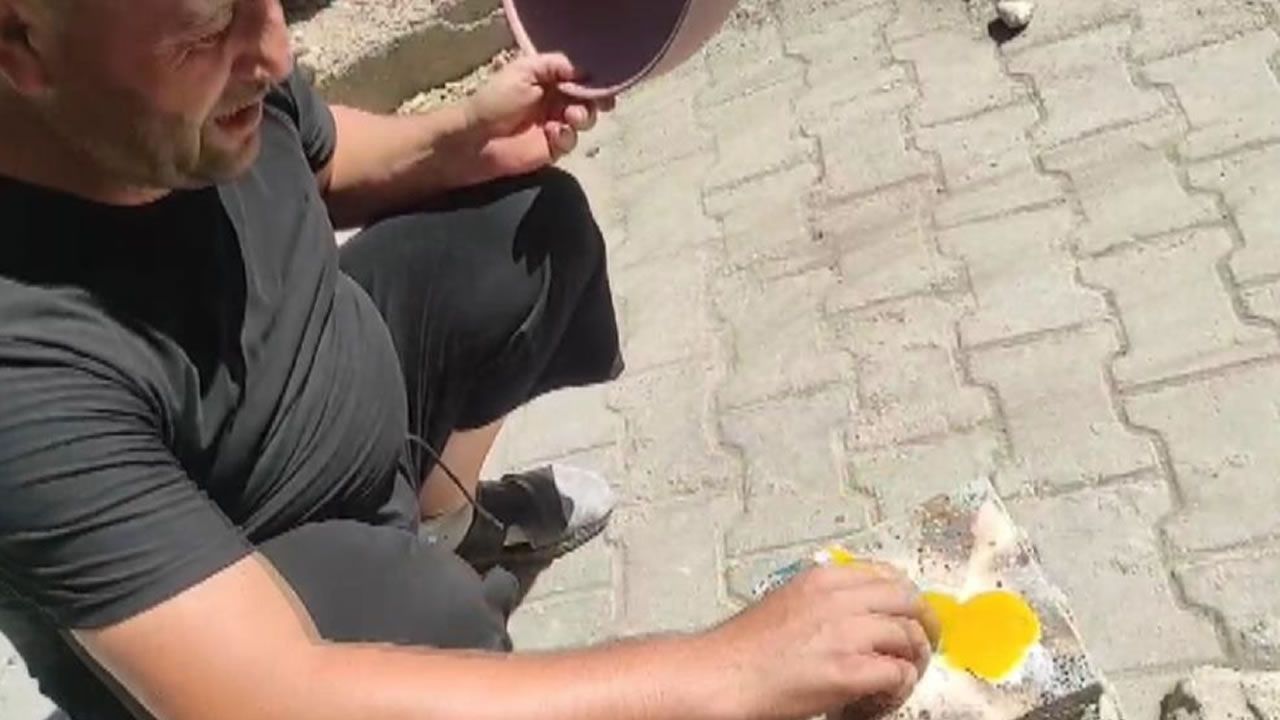 Kahramanmaraş'ta bir vatandaş taş üzerinde yumurta pişirdi