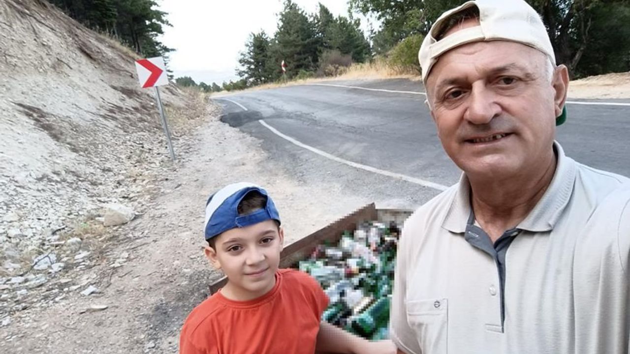 Kahramanmaraş'ta dağ yolu ve etrafına atılan alkol şişelerini topladılar