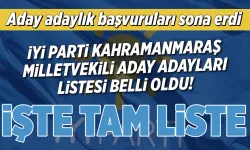 İYİ Parti Kahramanmaraş milletvekili aday adayı tam listesi açıklandı