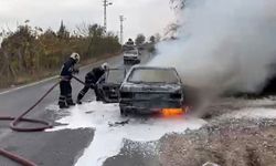 Kahramanmaraş'ta park halindeki otomobil çıkan yangında küle döndü