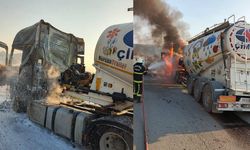 Kahramanmaraş’ta Çimento Taşıyan Tır Alev Alev Yandı