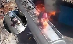 Ağzında sigara ile açtığı tanker kapağı bomba gibi patladı: O anlar saniye saniye kamerada