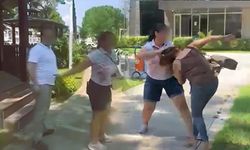Kocasıyla birlikte parkta bastığı kadını saçından sürükledi