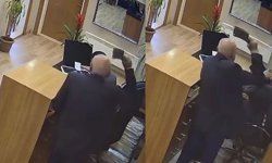 Belediye personeline satırla saldırı anı kamerada