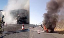 Kahramanmaraş'ta seyir halindeki kamyon alev alev yandı