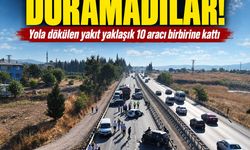 Frene bastılar ama duramadılar! Yola dökülen yakıt yaklaşık 10 aracı birbirine kattı