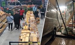 Mağazaya giren servis aracı paniğe neden oldu