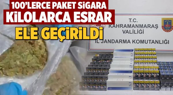 Kahramanmaraş'ta 117 kilo esrar ve bin 630 paket kaçak sigara yakalandı!