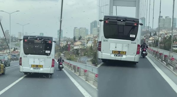15 Temmuz Şehitler Köprüsü'nde metrobüs, motosikletliye siper oldu