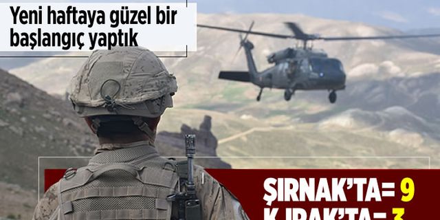 Şırnak'ta 9 terörist silahları ile birlikte etkisiz hale getirildi
