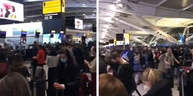 İngiltere'de yüzlerce kişi mutasyondan kaçmak için havalimanına akın etti