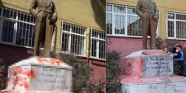 Tekirdağ'da Atatürk heykeline çirkin saldırı gerçekleşti!