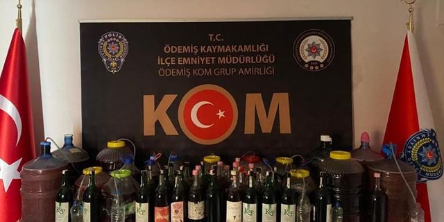 İzmir'de 235,5 litre şarap ve 410 mililitre rakı ele geçirildi