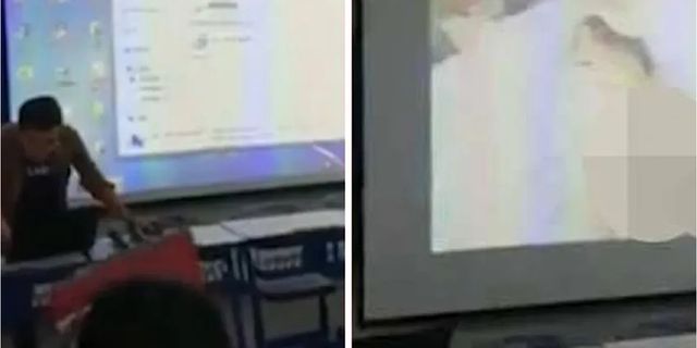 Sınıfta ders anlatırken yanlışlıkla cinsel içerikli video açan öğretmen rezil oldu!