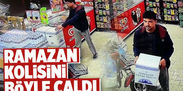 Bursa'da marketten ramazan kolisini çaldı!