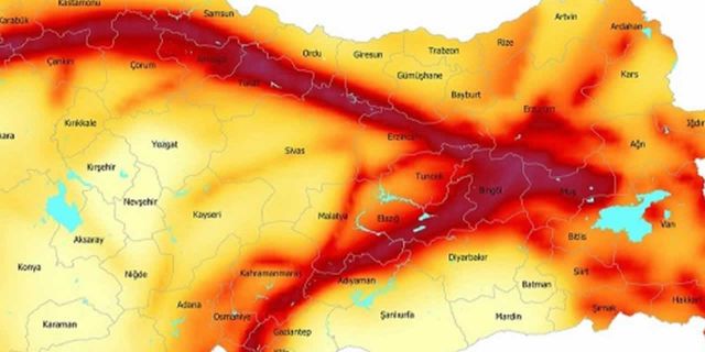 485 diri fay üzerine kurulan 24 il ve 110 ilçe işaret edildi