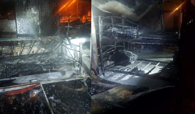 Kahramanmaraş'ta konteyner alev alev yandı