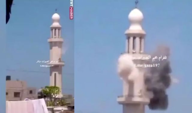 İsrail caminin minaresini ezan okurken vurdu