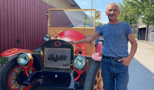 Marangoz 4 ayda eliyle 1925 model elektrikli araç yaptı