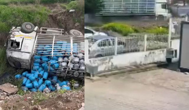 Kahramanmaraş’ta Tüp Yüklü Tır Otomobili Sürükleyip Devrildi