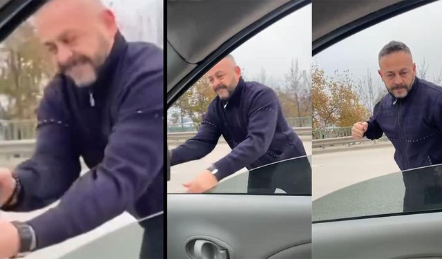 Meclis üyesini sıkıştırıp, aracı yumrukladı… O anlar kamerada