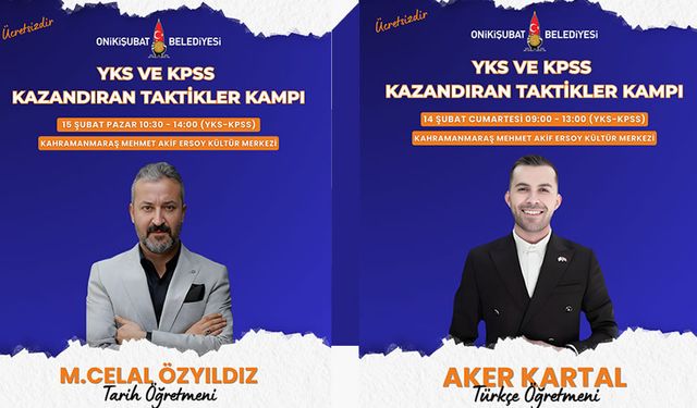 Onikişubat’ta YKS ve KPSS Taktik Kampı Ücretsiz Başlıyor