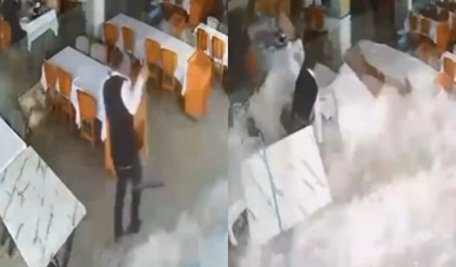 Alanya’da balık lokantasını sular bastı! Olay anbean kamerada