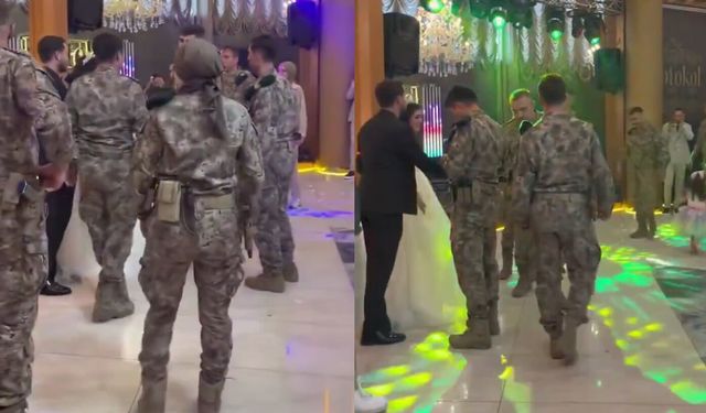 Gelin özel harekatçı çıktı, düğüne ekip arkadaşları damga vurdu
