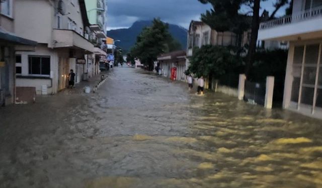 Cide’yi gece sel vurdu: Araçlar suda kaldı