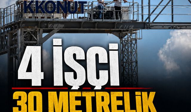 Kahramanmaraş Elbistan'da maaş krizi: 4 işçi 30 metrelik dev vince çıktı