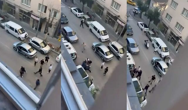 Yol ortasında meydan kavgası!  Trafik durdu, Yumruklar konuştu