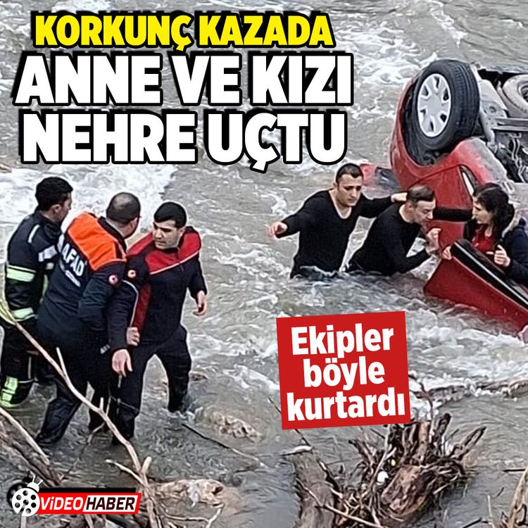 Amasya’da otomobil köprüden nehre uçtu! Anne-kızı ekipler kurtardı