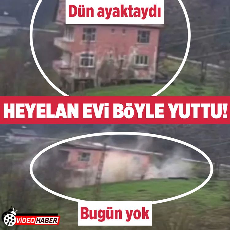 Kastamonu'da heyelanın yuttuğu ev anbean görüntülendi!