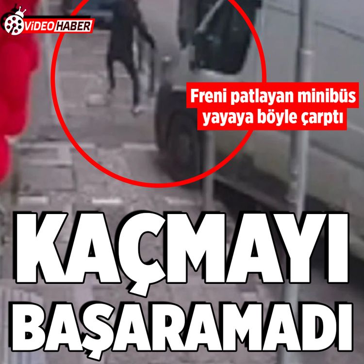 İzmir’de freni patlayan minibüs, kaldırımdaki yayayı böyle çarptı