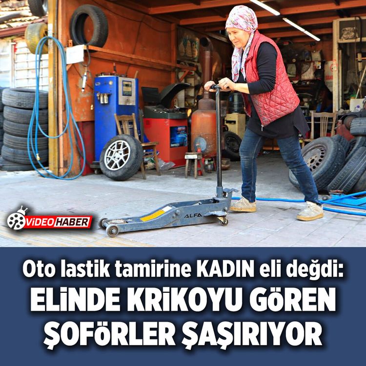 Oto lastik tamirine kadın eli değdi: Elinde krikoyu gören şoförler şaşırıyor