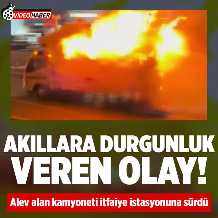 Japonya’da alev alan kamyonetin şoförü, aracını itfaiye istasyonuna sürdü