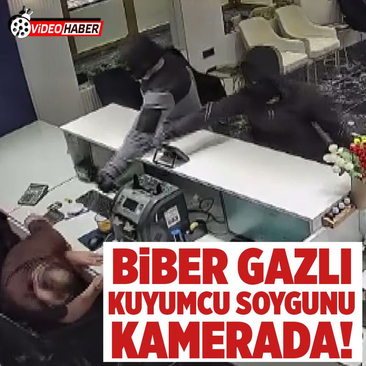 Konya'da biber gazlı kuyumcu soygunu kamerada!