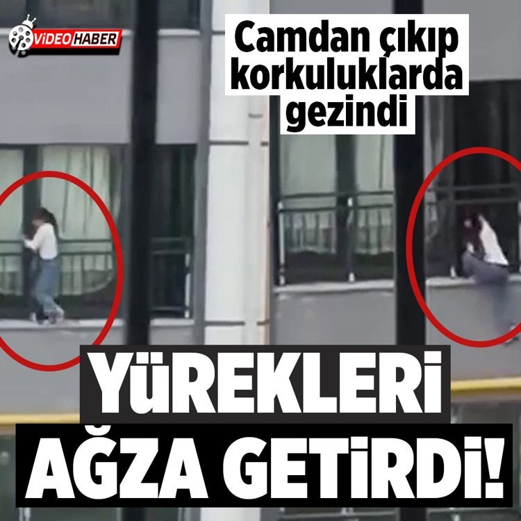 Hatay’da camdan çıkarak korkulukta gezinen çocuk, yürekleri ağza getirdi