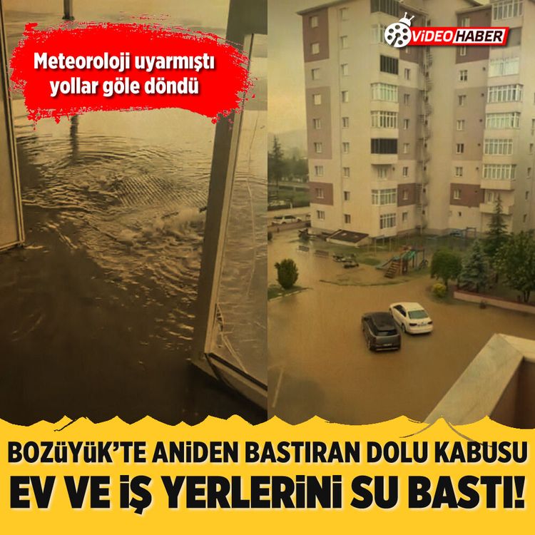 Bozüyük’te aniden bastıran dolu kabusu: Ev ve iş yerlerini su bastı!