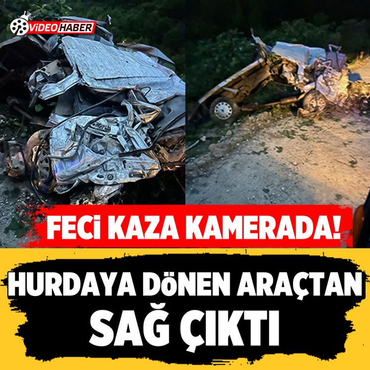 Feci kaza kamerada! Hurdaya dönen araçtan sağ çıktı