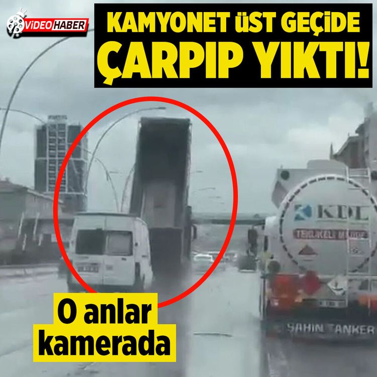 Ankara'da damperi açık kamyon üst geçide çarptı: 3 yaralı